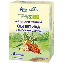 Чай детский Fleur Alpine Organic 30 гр (20 пакетиков) Облепиха с липовым цветом(с 5 мес)