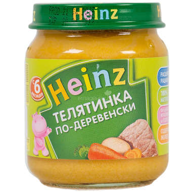 Пюре Heinz мясное с овощами 120 гр Телятина по-деревенски (с 6 мес) 0