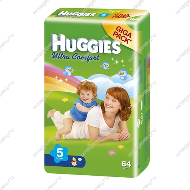 Подгузники Huggies Ultra Comfort Giga Pack 12-22 кг (64 шт) Размер 5 0