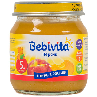 Пюре Bebivita фруктовое 100 гр Персик (с 5 мес) 0