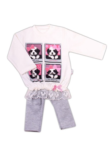 Комплект одежды Estella для девочки, брюки, туника, цвет - Экрю/серый  0