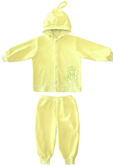 Велюровый костюм Котмаркот вышивка "Ежик", цвет - Желтый  0
