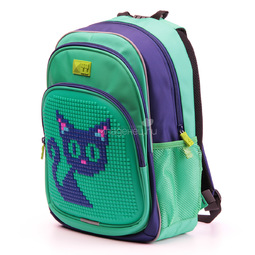 Рюкзак детский 4all KIDS Синий кот Темно-синий/ Зеленый + Пиксели
