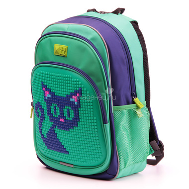 Рюкзак детский 4all KIDS Синий кот Темно-синий/ Зеленый + Пиксели 1
