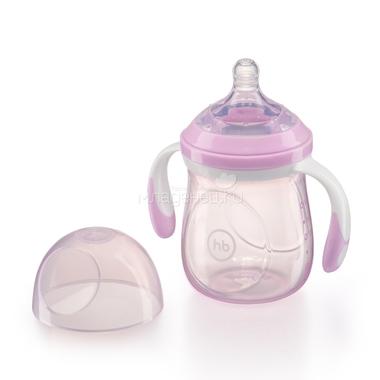 Бутылочка Happy Baby С ручками и  антиколиковой силиконовой соской 180 мл (с 0 мес) фиолетовая 2