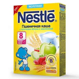 Каша Nestle молочная 250 гр Пшеничная с кусочками яблока и земляники (с 8 мес)