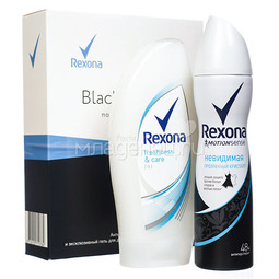 Подарочный набор Rexona Black &amp; White дезодорант невидимая защита 150мл + гель для душа cвежесть и забота 250мл