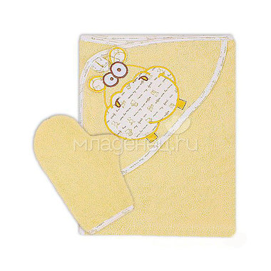 Полотенце-уголок Осьминожка Бегемот с вышивкой махровое Желтое 0