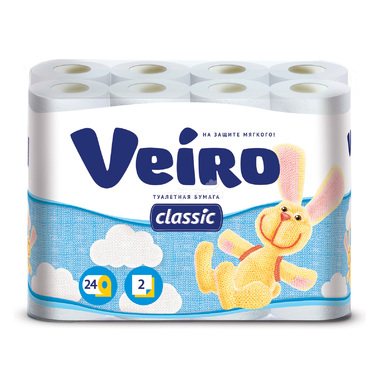 Туалетная бумага Veiro Classic  2-х слойная Белая 24шт 0