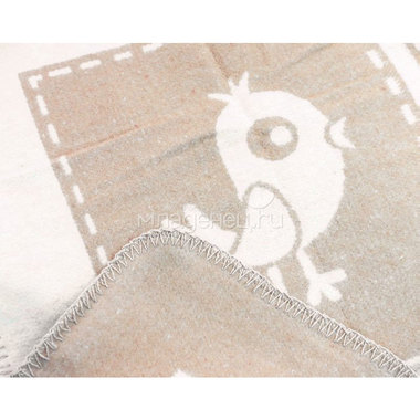 Одеяло Споки Ноки хлопковое подарочная упаковка отделка оверлок Дизайн Птички Бежевый 2