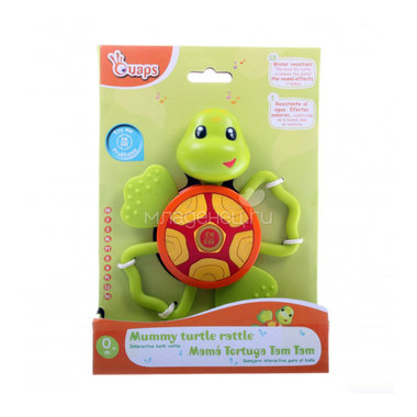 Развивающая игрушка Ouaps Черепаха с прорезывателями, со звуковыми эффектами с 0 мес. 1