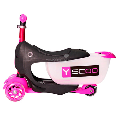 Каталка-самокат 3в1 Y-SCOO Mini Jump&Go со светящими колесами Pink 5
