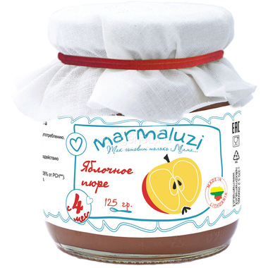 Пюре Marmaluzi фруктовое 125 гр Яблоко (с 4 мес) 0