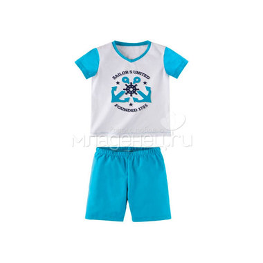 Комплект для мальчика Наша Мама (футболка, шорты) рост 92 белый с голубым 0