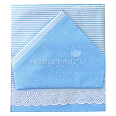 Комплект постельного белья Ангелочки №1 комбинированный с шитьем Голубой 0