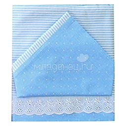 Комплект постельного белья Ангелочки №1 комбинированный с шитьем Голубой