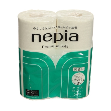 Туалетная бумага Nepia Premium Soft (2 сл) без аромата 4 рулона 0