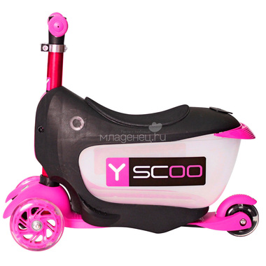 Каталка-самокат 3в1 Y-SCOO Mini Jump&Go со светящими колесами Pink 4