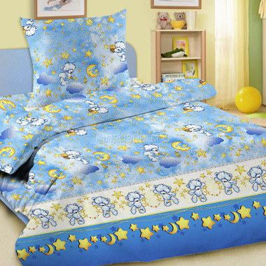 Комплект постельного белья детский Letto в кроватку BG-18 Голубой 0