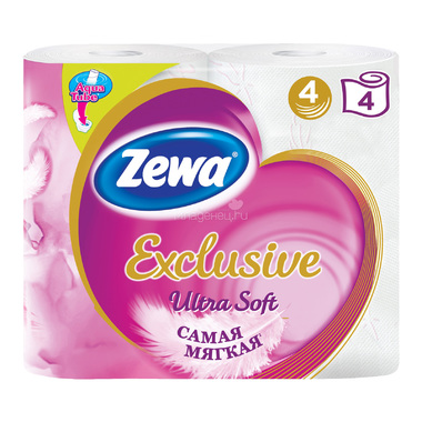 Туалетная бумага Zewa Exclusive 4-х слойная Ultra Soft 4 шт 0