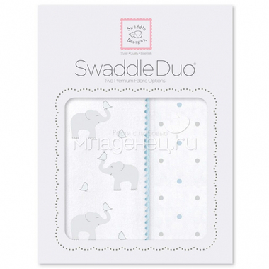 Набор пеленок SwaddleDesigns Swaddle Duo PB Elephant/Chickies 0