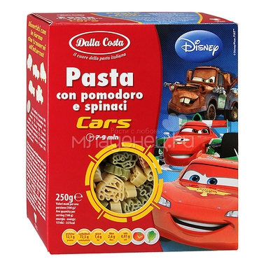 Макаронные изделия Disney Дисней Фигурные Тачки (со шпинатом и томатами) 250 гр (с 2 лет) 0