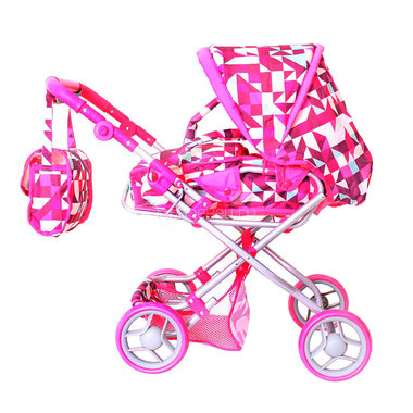 Кукольная коляска RT Розовые ромбы 9663-1 1