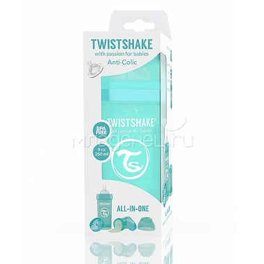 Бутылочка Twistshake 260 мл Антиколиковая (с 0 мес) бирюзовая 2