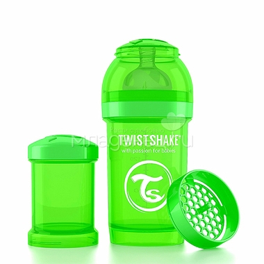 Бутылочка Twistshake 180 мл Антиколиковая (с 0 мес) зеленая 2