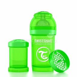Бутылочка Twistshake 180 мл Антиколиковая (с 0 мес) зеленая