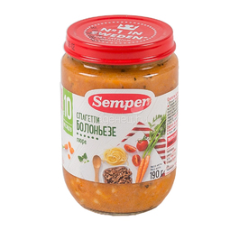 Пюре Semper обед с овощами 190 гр Спагетти болоньезе (с 10 мес)