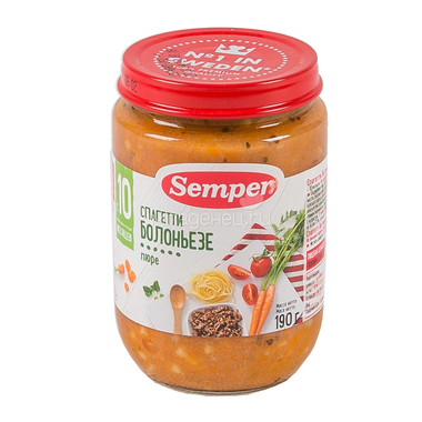 Пюре Semper обед с овощами 190 гр Спагетти болоньезе (с 10 мес) 0