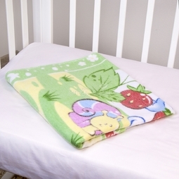 Одеяло Baby Nice байковое 100% хлопок 85х115 Земляничная поляна (голубой, розовый, зеленый)
