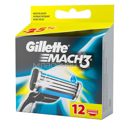 Cменные кассеты для бритья Gillette MACH3 12 шт