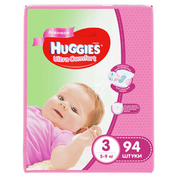 Подгузники Huggies Ultra Comfort Giga Pack для девочек 5-9 кг (94 шт) Размер 3