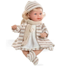 Кукла Arias 33 см Блондинка функциональная в теплой бежевой одежке