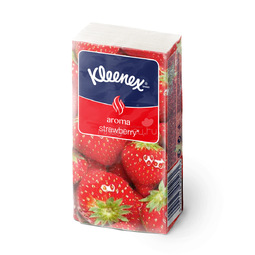 Платочки бумажные Kleenex с ароматом клубники 3-х слойные (10 платочков) 1 шт
