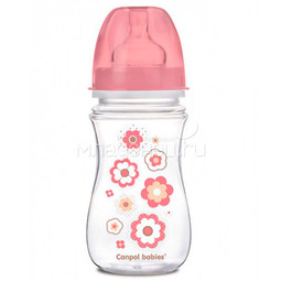 Бутылочка Canpol Babies с широким горлышком 240 мл (с 3 мес) розовая