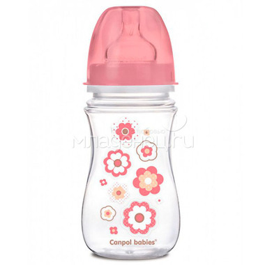 Бутылочка Canpol Babies с широким горлышком 240 мл (с 3 мес) розовая 0