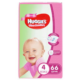 Подгузники Huggies Ultra Comfort Mega Pack для девочек 8-14 кг (66 шт) Размер 4