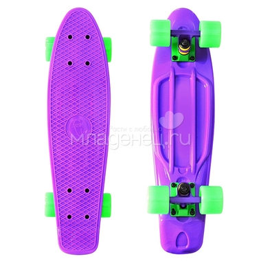 Скейтборд Y-SCOO Fishskateboard 22" винил 56,6х15 с сумкой Purple/Green 0