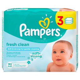 Салфетки влажные Pampers Baby Fresh Clean с алоэ (запасной блок 64 шт х 3) 192 шт