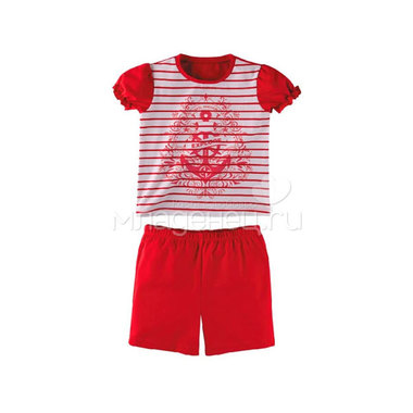 Комплект для девочки Наша Мама (футболка, шорты) рост 104 белый с красным 0