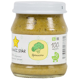 Пюре Organic Star овощное 100 гр Брокколи (с 6 мес)