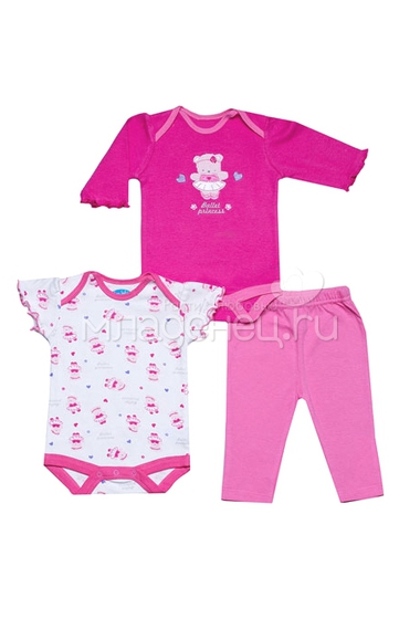 Комплект Bon Bebe Бон Бебе для девочки: боди 2 шт. + леггинсы, цвет розовый  0