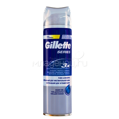 Гель для бритья Gillette Series 200 мл Pure Sensitive для чувствительной кожи 0