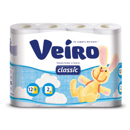 Туалетная бумага Veiro Classic  2-х слойная Белая 12шт