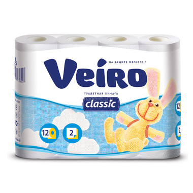 Туалетная бумага Veiro Classic  2-х слойная Белая 12шт 0