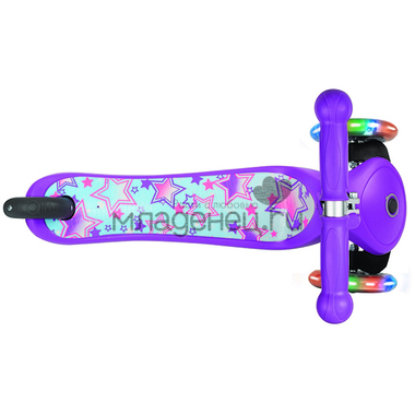 Самокат Globber Primo Fantasy с 3 светящимися колесами Stars Violet Neon Purple 5