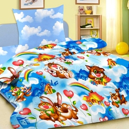 Комплект постельного белья детский Letto в кроватку с простыней на резинке BGR-03 Голубой